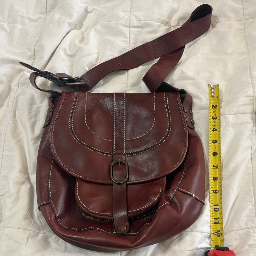 Patricia Nash Rich Brown Leather Crossbody Bag